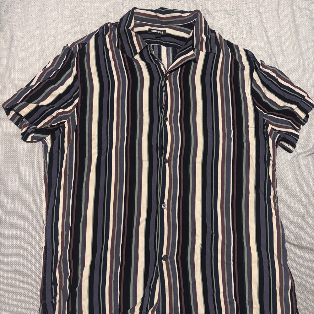 Express Men's Multicolor Striped Button Down Shirt